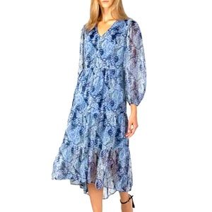 Joie New Limited Edition Printed Maxi Floral Chiffon Dress Retail $268 Medium